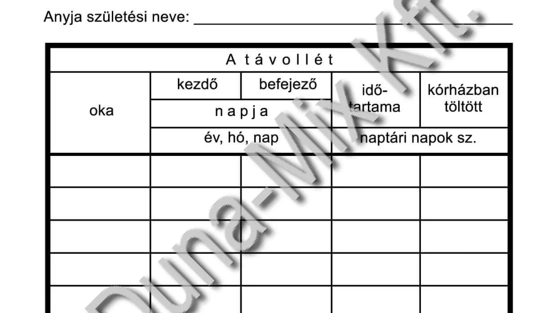 Betegség nyílvántartó-lap